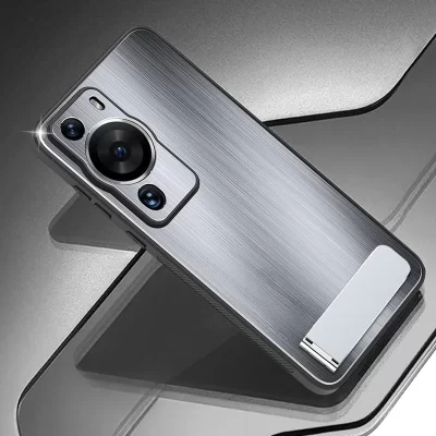 Funda de Metal para Huawei P60 P50 Pro, lente de protección completa, cubierta de teléfono cepillada esmerilada con soporte para Huawei P50Pro P60Pro