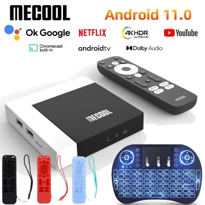 MECOOL-decodificador de TV KM7 PLUS, 2GB, DDR4, 16GB, Android 11, 4K, Amlogic, HDR10, WIFI 2,4G/5G, prefijo, nuevo