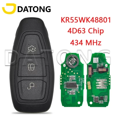 Llave remota de coche Datong World, compatible con Ford Focus Fiesta Mondeo c-max Kuga 2011 20012 2013 2014 2015 KR55WK48801 4D63Chip 434 FSK
