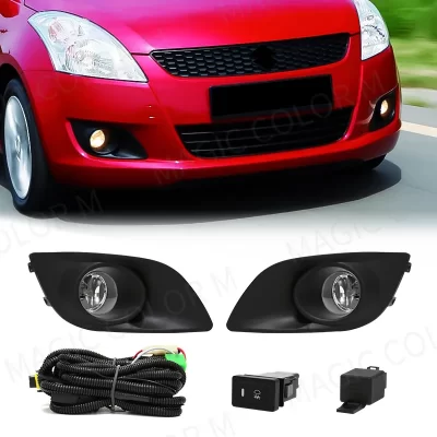 Luz LED antiniebla de circulación diurna, cubierta de bisel DRL, cables, interruptor, accesorios para Suzuki Swift 2011, 2012, 2013, 2014, 2015, 2016, 2017