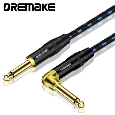 DREMAKE-Cable de guitarra eléctrica profesional, instrumento de ángulo recto a recto, 1/4 pulgadas