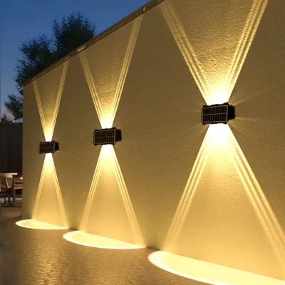 Lámpara Solar de pared para exteriores, luz cálida impermeable, iluminación luminosa hacia arriba y hacia abajo, balcón, patio, decoración de jardín, luces de pared Exterior