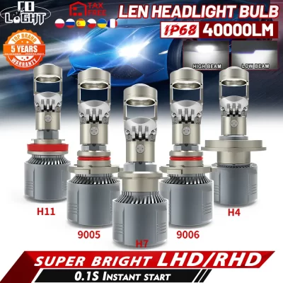 CO LIGHT-miniproyector LED H4 H7, lámpara de 9005 K, 12V, 24V, RHD, LHD, 9006 HB3, 6000 HB4, 40000LM