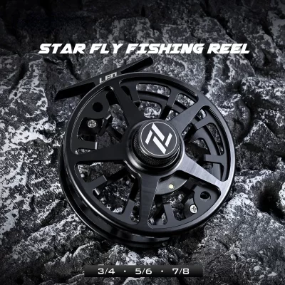 Carrete de pesca en hielo de aluminio completo, volante de estrella, rueda de pesca en hielo, engranaje de invierno