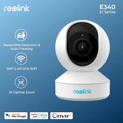 Reolink-cámara IP E1 Series de 5MP, Monitor de bebé inalámbrico para interiores, WiFi, 2,4G/5G, PT Zoom, cámara de seguridad, cámaras de vigilancia de Audio bidireccional