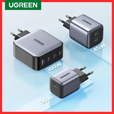 UGREEN-cargador rápido para teléfono, tableta, Macbook, GaN100W, 65W, 45W, 30W, 20W