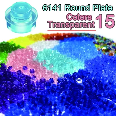 Placa redonda transparente, 1×1, bloque de construcción, 15 colores, pieza MOC, juguetes de ladrillo DIY para decoración de luz de agua de mar, 4073/6141, 300 Uds./lote