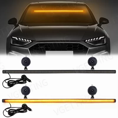 Luz de advertencia para parabrisas delantero de coche, barra de lámpara estroboscópica de 96 LED, 3030 cuentas, señal de tráfico, lámpara intermitente de emergencia, 12-24V, amarillo y azul