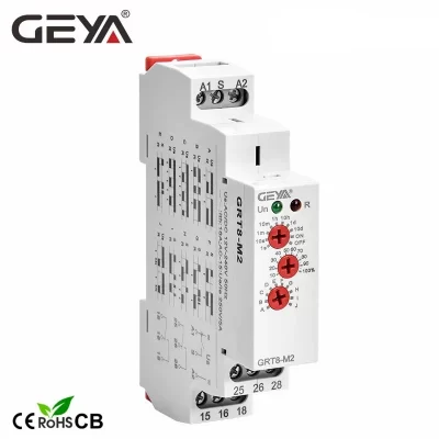 GEYA-Relé temporizador multifunción GRT8-M, 16 A, con 10 funciones de CC y CA, 12V, 24V, 220V, 230V