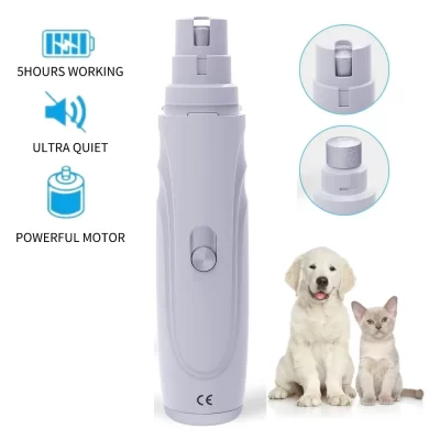 Amoladora de uñas eléctrica para mascotas, cortadora de uñas recargable de 2 velocidades para perros y gatos, SUMINISTROS DE ASEO para cachorros medianos y pequeños