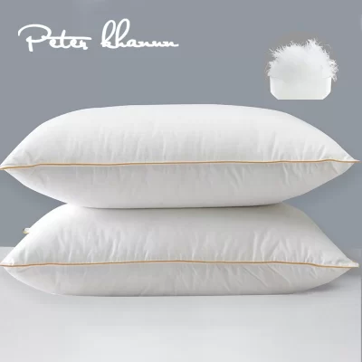 Peter Khanun-almohadas de plumón de ganso 100% para dormir, almohadas de cuello para cama, 100% algodón con 100% de plumón de ganso, 48x74cm,1 piezas
