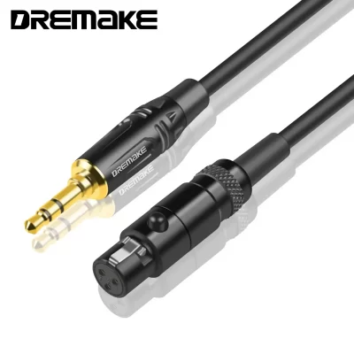 DREMAKE-Cable adaptador de Audio para AKG K550, Conector de 3,5mm, 1/8 a 3 pines, Mini Cable XLR TRS de 1/8 pulgadas, Aux estéreo macho a Mini XLR hembra