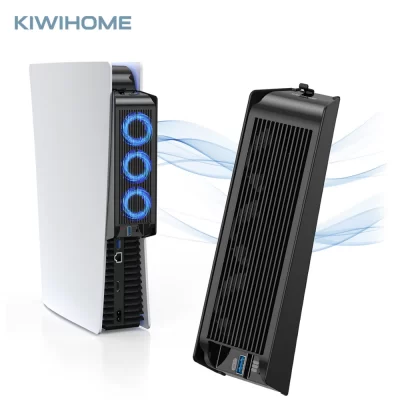 KIWIHOME-ventilador de refrigeración Horizontal para PS5, accesorios de Gaming, silencioso, con LED y USB 3,0