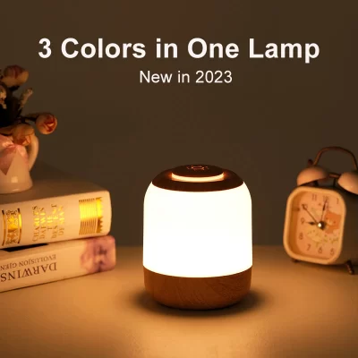 Lámpara LED de mesa con Sensor táctil, luz nocturna, 3 colores, ajustable, recargable por USB, portátil, para mesita de noche, regalo para niños y bebés