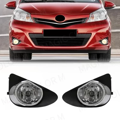 Luz Led antiniebla para Toyota Yaris Hatchback 2012 2013 2014, lámpara de circulación diurna, cables DRL, interruptor de relé, cubiertas de bisel, accesorios de 12V