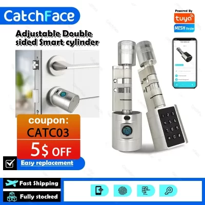 Catchfcae-Reemplazo ajustable, cilindro de huella dactilar, cerradura de puerta inteligente electrónica, teclado Digital, código sin llave, aplicación Tuya, nuevo