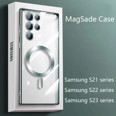Funda de teléfono móvil con succión magnética, carcasa suave con todo incluido, transparente, anticaída, adecuada para Samsung S23, S22ultra, 21 Plus, S24u