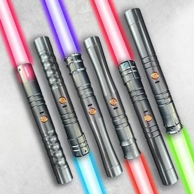 Espada láser Jedi para niños, sable de luz gris, espada láser Jedi, 13 colores RGB que cambian de tamaño 56 CM