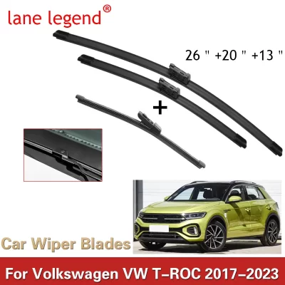 Escobillas de limpiaparabrisas delanteras y traseras, accesorios de corte de ventana para Volkswagen VW T-ROC, 2017-2023, 26 “+ 20″ + 13”