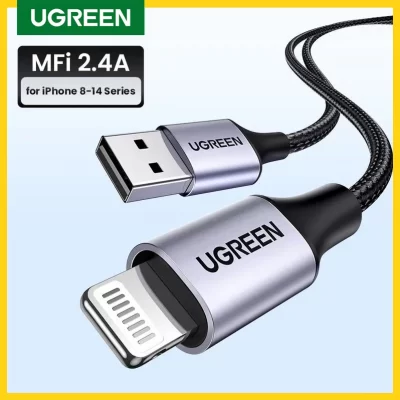 UGREEN-Cable USB MFi para iPhone 14, 13, 12 Pro Max, 2.4A, Cable Lightning de carga rápida para iPad Mini, Cable de datos para teléfono