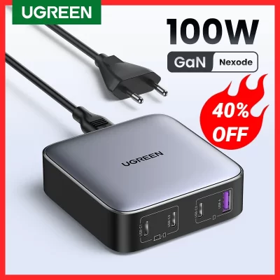 UGREEN-cargador rápido GaN para ordenador portátil, adaptador 4 en 1 de 100W para iPhone 14, 13, 12 Pro Max, Xiaomi y Samsung