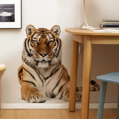 Pegatina de pared con patrón de Tigre, calcomanía de arte de pared autoadhesiva para decoración del hogar