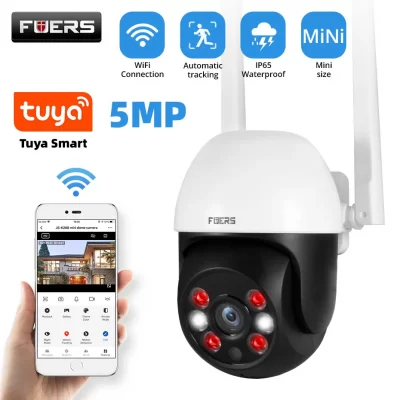 Fuers-cámara IP inteligente Tuya de 5MP, minicámara WiF de seguridad para el hogar, seguimiento automático, detección humana, WIFI, vigilancia CCTV