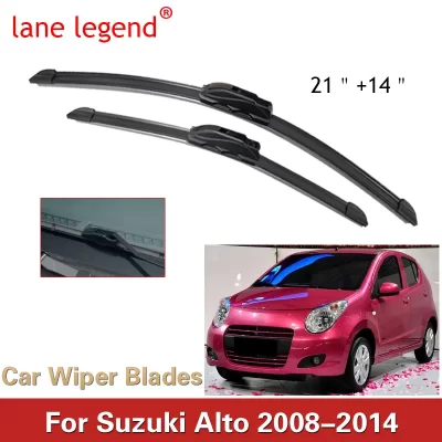 Escobillas de limpiaparabrisas delanteras LHD para Suzuki Alto 2008-2014, accesorios de coche, se ajustan a brazos de gancho en U, 21 “+ 14”, 2 unids/set