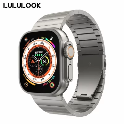 LULULOOK-Correa de reloj para Apple Watch, pulsera de eslabones de titanio de 49mm, Color Ultra titanio