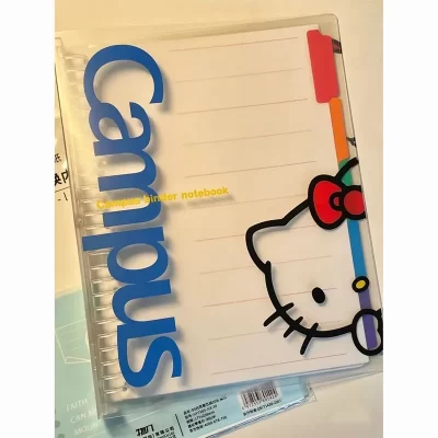 Hello Kittys Sanrio Cuadernos de cubierta transparente, lindo Anime, dibujos animados, manual para estudiantes, papelería, Bloc de notas, regalos para niñas