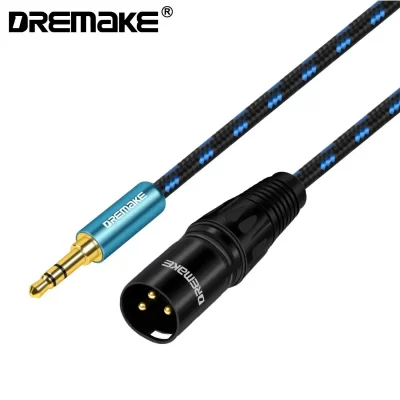 DREMAKE-Cable de Audio estéreo Aux 3,5mm macho a XLR 3 pines macho, convertidor sin equilibrio para altavoz, XLR a Mini Jack de 1/8 pulgadas