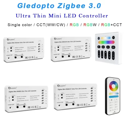 Zigbee-minicontrolador de tira LED, dispositivo ultrafino de un solo color, CCT, RGB, RGBW, RGB y CCT, atenuador de luces 3,0G, control remoto RF, DC 5 ~ 24V, 2,4