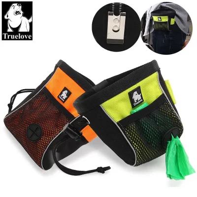 Truelove-bolsa de viaje portátil para perros, bolsa reflectante para entrenamiento de mascotas, con Clip, cinturón de fácil almacenamiento, dispensador de bolsas para caca