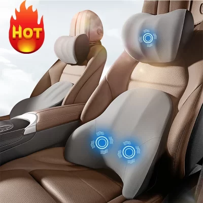 Reposacabezas Lumbar eléctrico individual para coche, masaje de vibración, soporte Lumbar, almohada para el cuello, cojín lumbar, asiento interior del coche