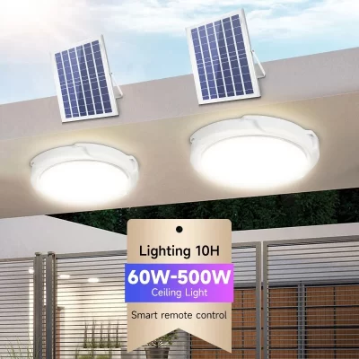 Lámpara de techo de luz Solar LED para exteriores, Panel Solar impermeable para iluminación del hogar, potentes luces regulables para interiores, sala de estar, porche