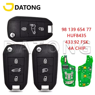 Datong World-llave remota de coche para Peugeot 208, 2008, 308, 508, Citroen C3, C4, C5, 4A, Chip AES, 433,92fsk, reemplazo Flip Smart Control