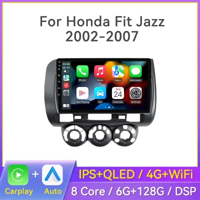 Radio estéreo para coche de 9 pulgadas 2 Din Android para Honda Fit Jazz City 2002 2003 2004 2005 2006 2007 reproductor de vídeo Multimedia navegación GPS Carplay autorradio unidad principal 2din sin DVD con pantalla