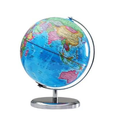 Esfera de Metal con luces LED impresas en HD, globo del mundo inglés completo, 20cm de diámetro, para enseñanza de escritorio, ABS, rotación de 360 °, manualidades de oficina