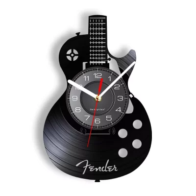 Reloj de pared de Arte de guitarra acústica, instrumento Musical, decoración de pared Interior del hogar, disco de vinilo, Rock n Roll, regalo Musical