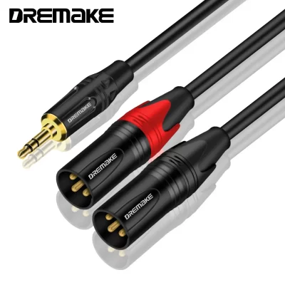 DREMAKE-conector TRS de 3,5mm a doble XLR macho, Cable de conexión de 3,5mm Y 1/8 pulgadas a adaptador Dual XLR macho, Cable divisor