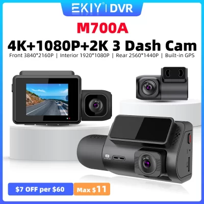 EKIY Cámara de salpicadero M700A 3 para coche dispositivo DVR de 3 CANALES 4K 1080P 2K GPS WiFi APP grabadora de vídeo Monitor de aparcamiento 24H