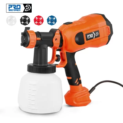 750W pistola pulverizadora de pintura electrica HVLP, 1200ml pistola de pintura para paredes de casa spray pulverizador de agua, 4pcs boquilla aerografo Muebles de jardín herramientas de pintura prostormer