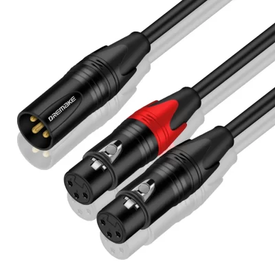 DREMAKE-Cable adaptador de micrófono balanceado XLR, Cable divisor de Audio 2 hembra a 1 macho, conector XLR macho a Dual XLR hembra Y