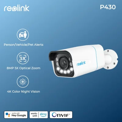 Reolink-cámara de seguridad IP 4K para exteriores, videovigilancia con Zoom óptico 5X, protección de seguridad para el hogar, 8MP, PoE, CCTV, 811A-AI