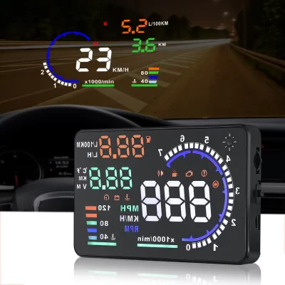 Pantalla de 5,5 pulgadas para coche, velocímetro Digital, proyector de velocidad del parabrisas, velocidad de velocidad, temperatura del agua, alarma RPM, AD OBD2 HUD A8 HUD