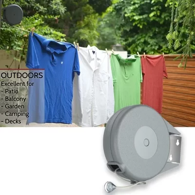 Tendedero retráctil Invisible para secado de ropa, cuerda para secar ropa al aire libre, organizador para el hogar, colgador de pared interior, suministros, 12/15m