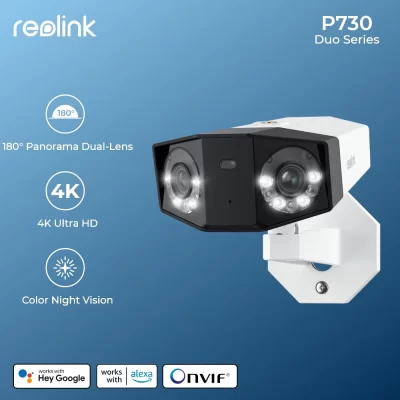 Reolink-cámara inalámbrica 4K con WiFi para exteriores, dispositivo con doble lente, IA, detección humana, 8MP, con cable, CCTV, PoE, IP, visión amplia de 180 °