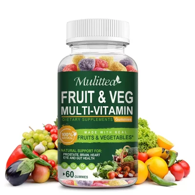 Mulittea-gomitas de Complejo vegetal y fruta, fibra Detox para aumentar la inmunidad, aumento de la resistencia energética, suplemento para perder peso