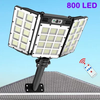 Luces solares superbrillantes para exteriores, lámpara de calle impermeable con Sensor de movimiento, 800 LED, para decoración de iluminación, patio con luz de pared de jardín