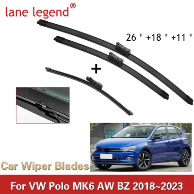 Parabrisas trasero y delantero para coche, juego de escobillas de limpiaparabrisas, accesorio de limpieza para Volkswagen VW Polo MK6 AW BZ 2018 ~ 2023